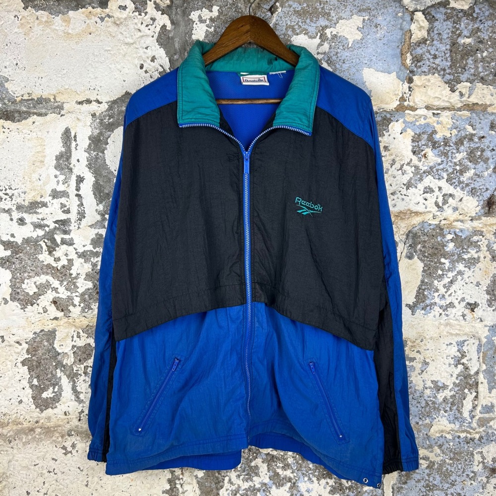 Vintage 90's Reebok Full Zip Track Jacket Colorblock Windbreake Mens XL